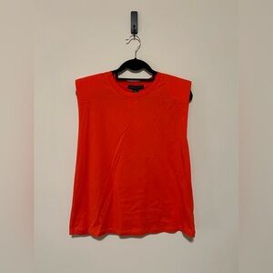 Sanctuary Sleeveless T-Shirt with Shoulder Pads - red, medium